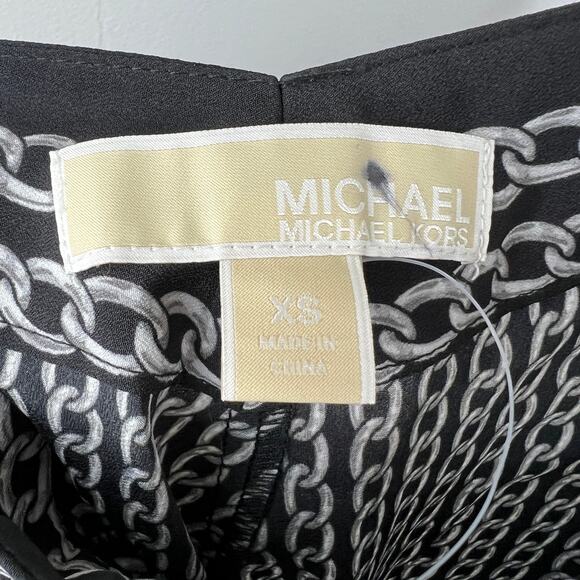 $175 Michael Kors Chain Link Border Handkerchief Black Asymmetrical Dress XS - Picture 7 of 9